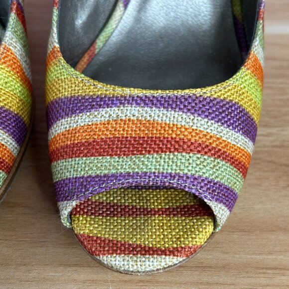 MODA Womens High Heels Slingbacks Shoes 9M Multicolor Zebra Stripe Gum - Picture 6 of 16